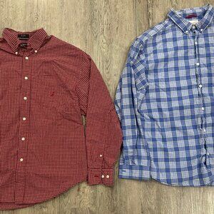Lot of 2 Nautica & Columbia Men's Button Down Plaid Shirts - Size Large